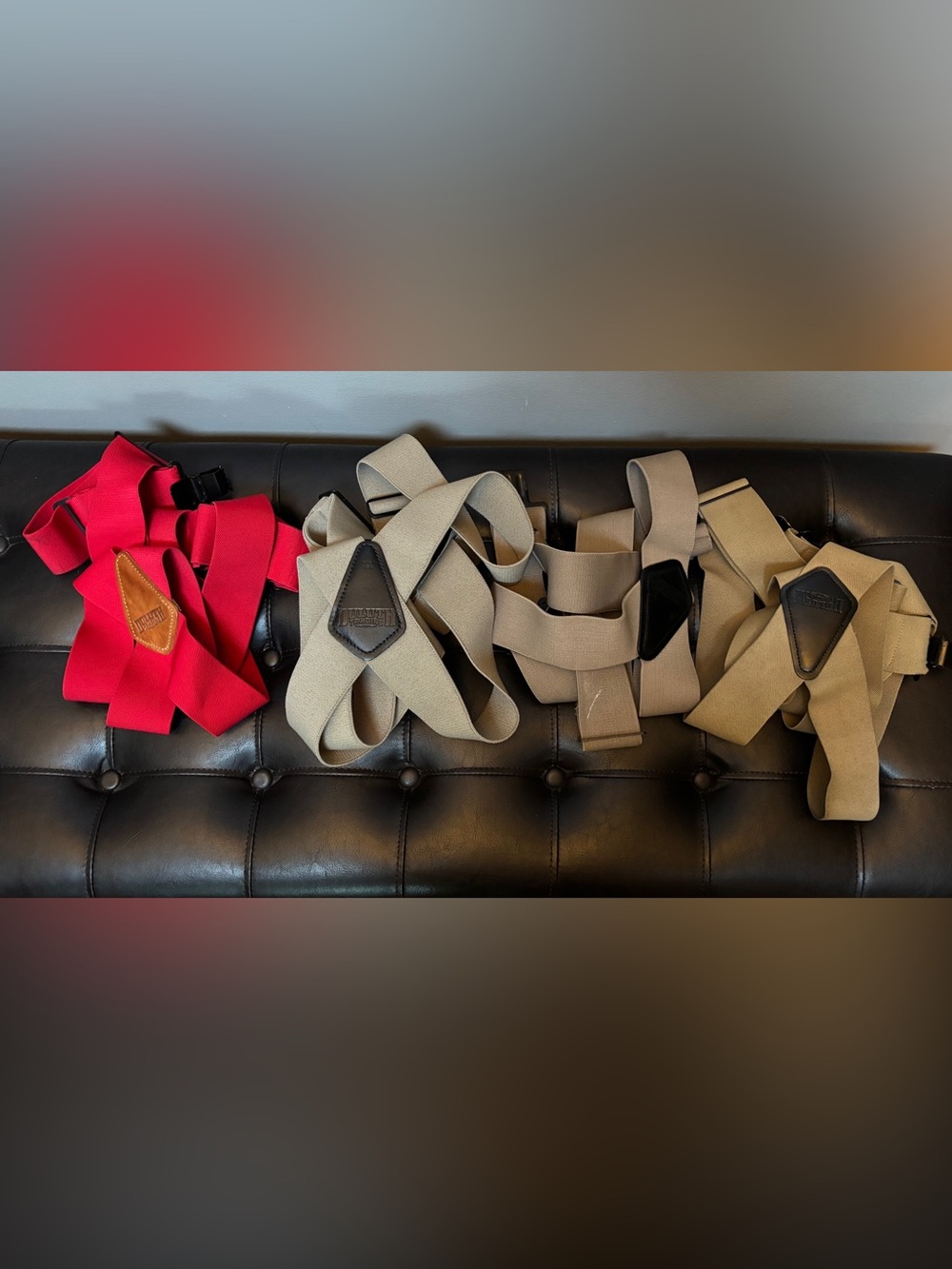 (4) Men’s Duluth Trading Co. Red & Khaki/Tan Work Suspenders- Good Condition
